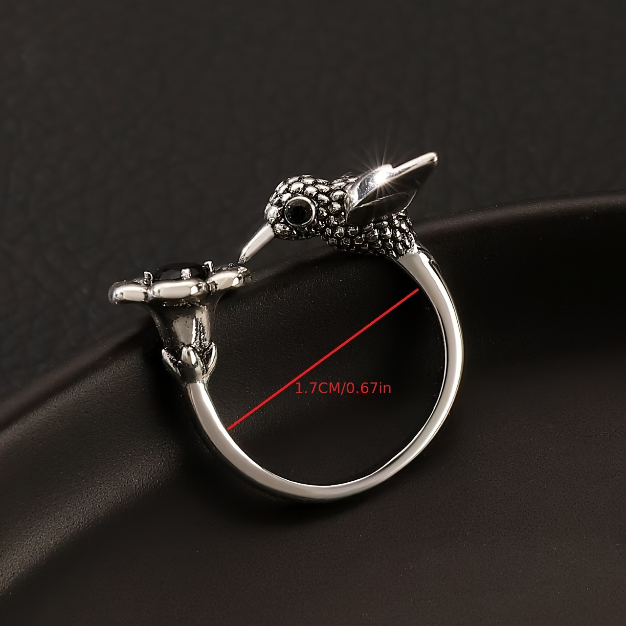 Vintage Silver Plated Copper Ring with Zirconia Bird And Flower